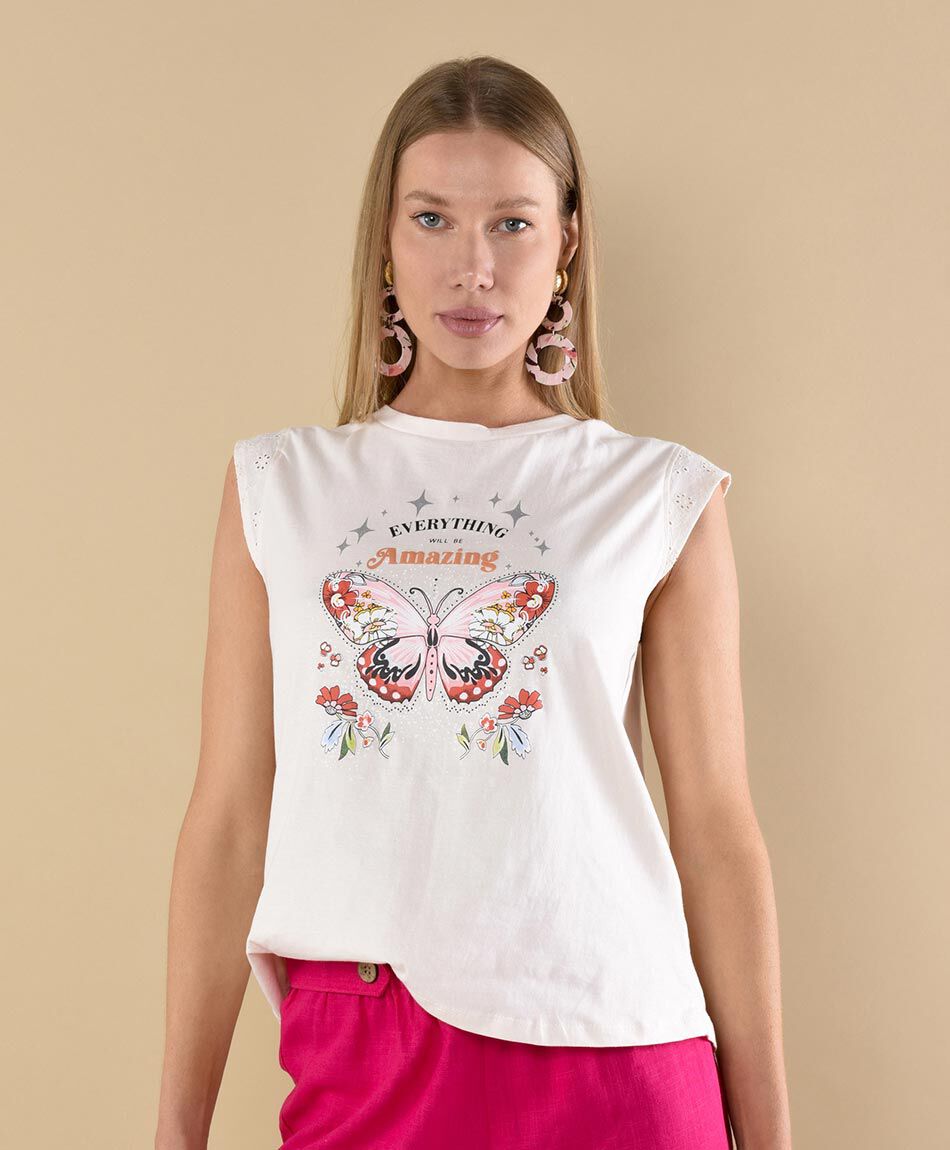 Polera manga mini cuello redondo