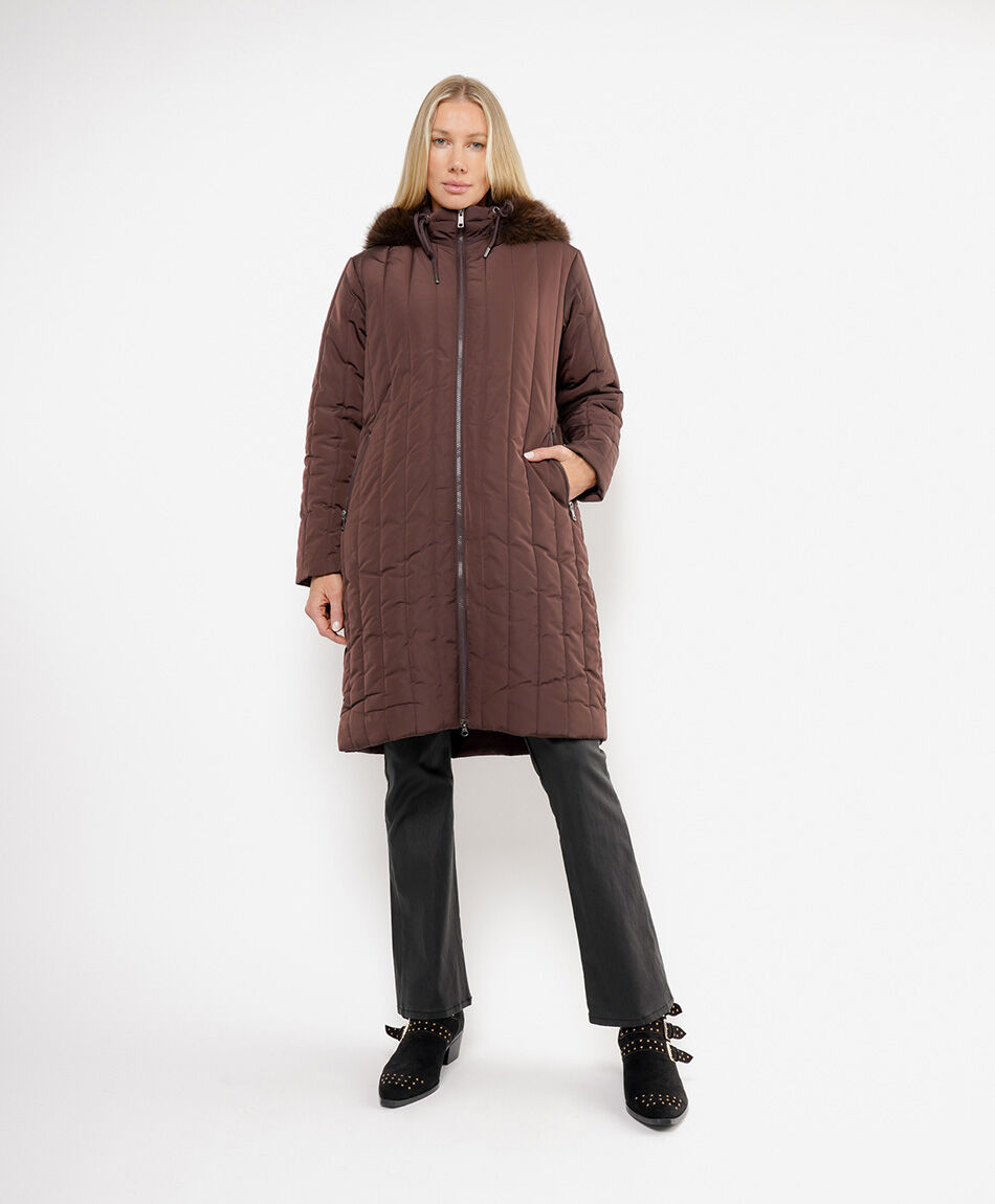 Parka mujer larga pelitos gorro