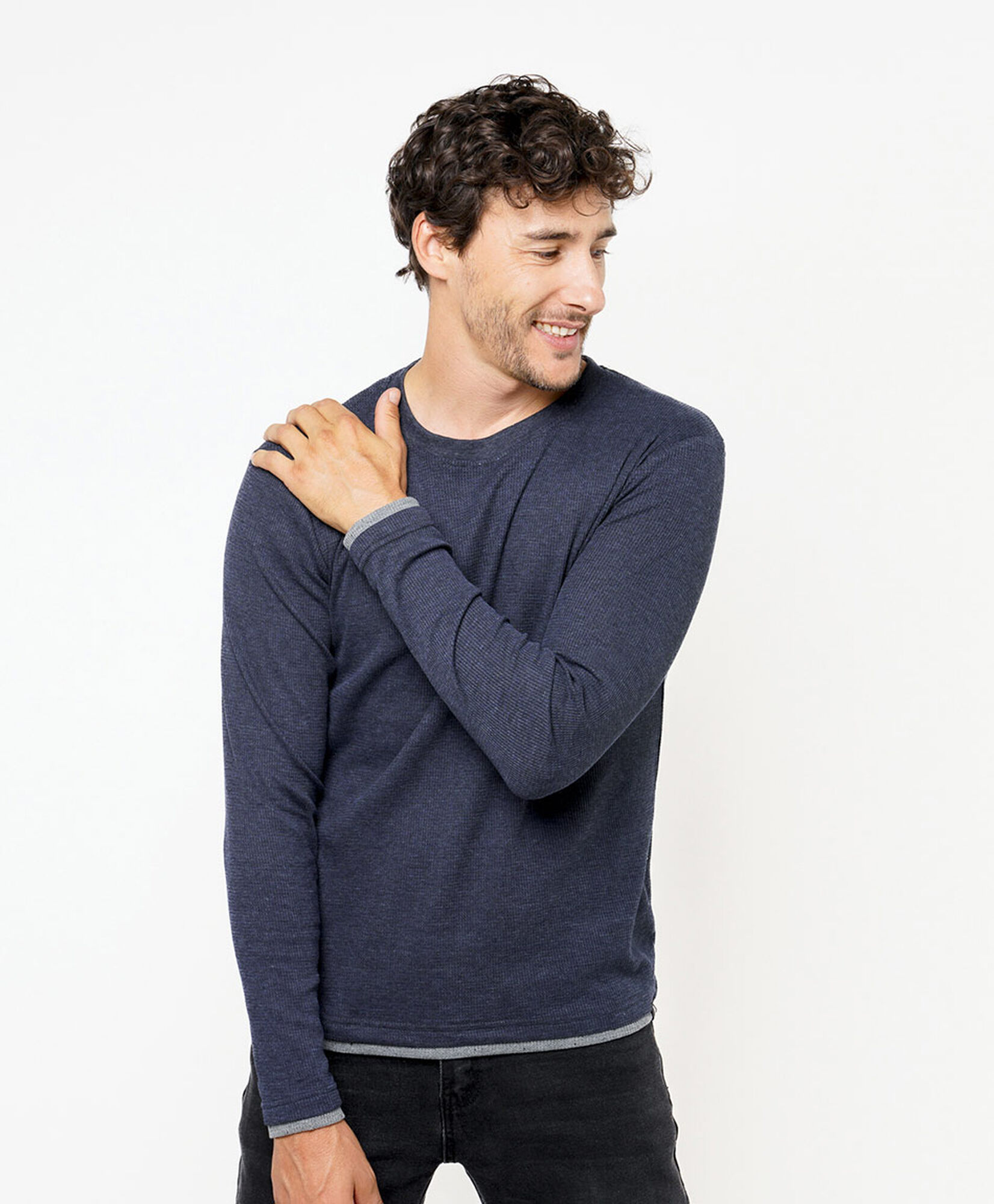 Polera hombre lisa manga larga azul Polera hombre lisa manga larga azul