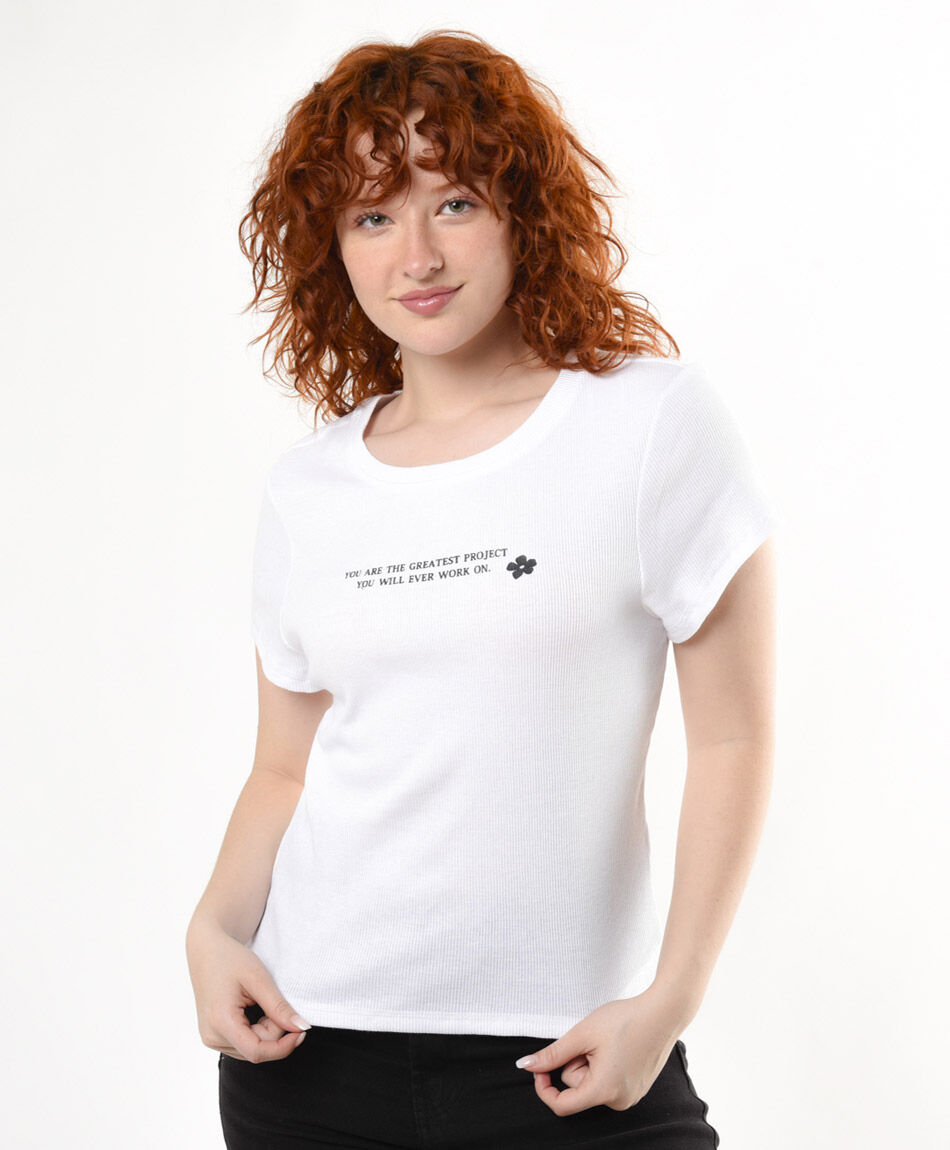 Polera mujer frase flor