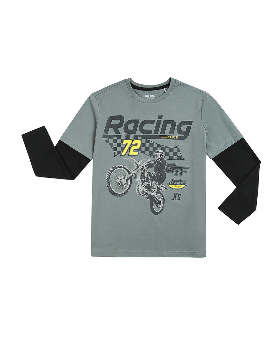 Polera ni&ntilde;o estampado racing