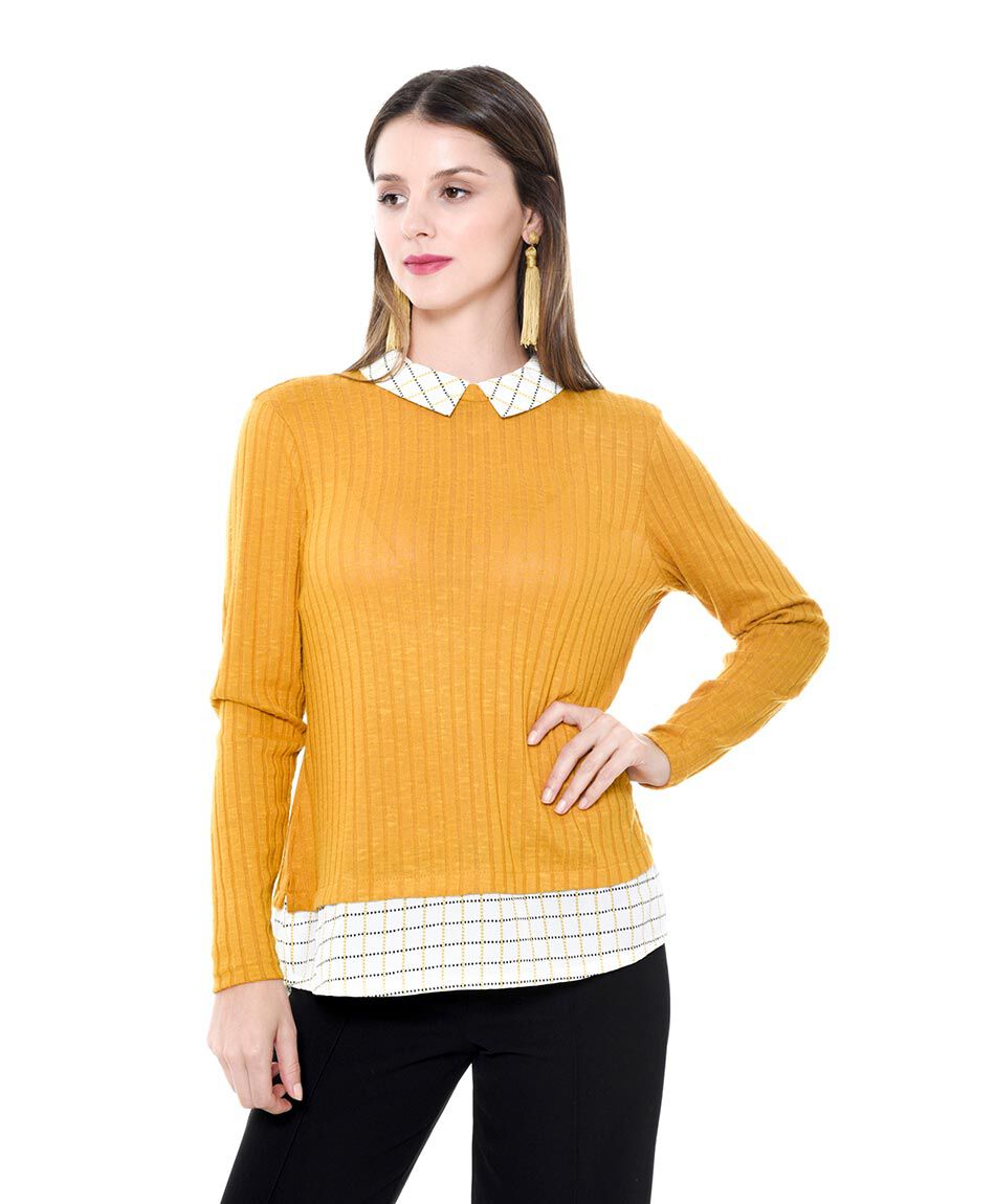 Polera rib duo print