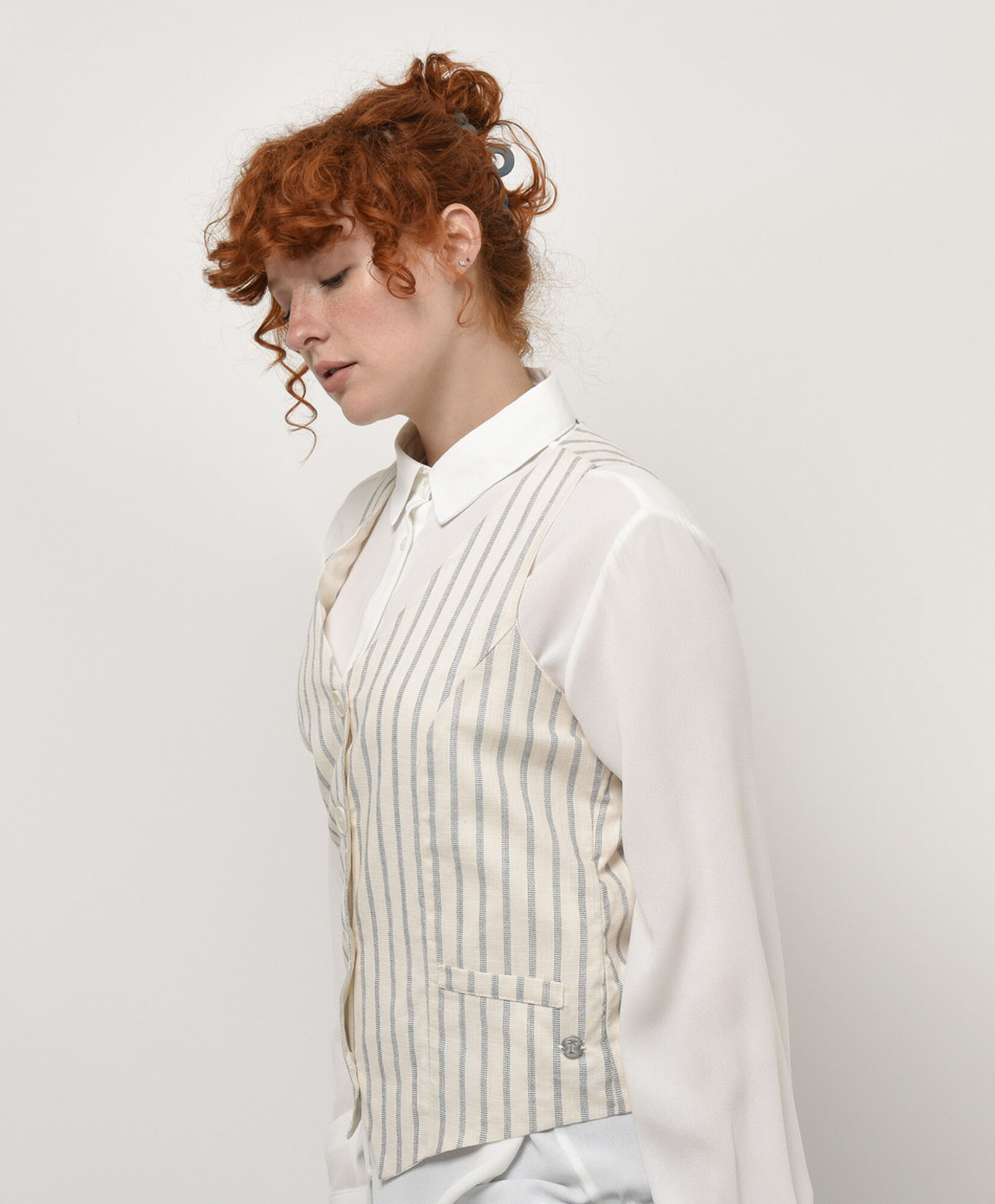 Vest mujer líneas lino Vest mujer líneas lino
