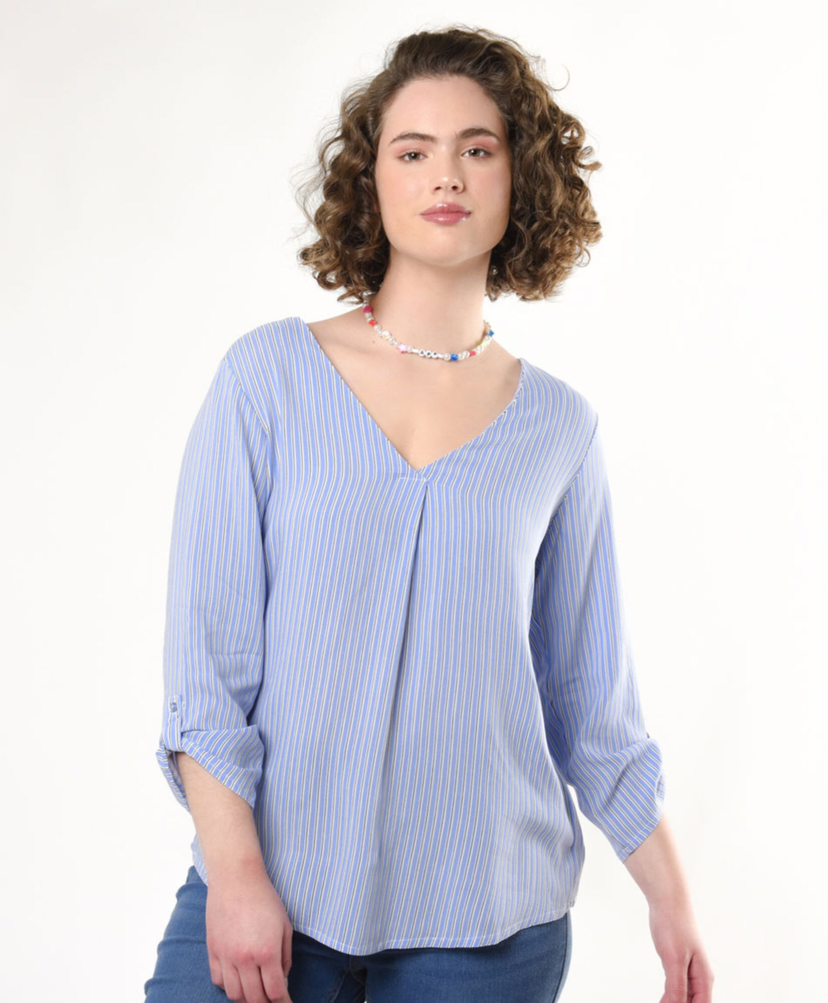 Blusa mujer líneas cuello en v Blusa mujer líneas cuello en v