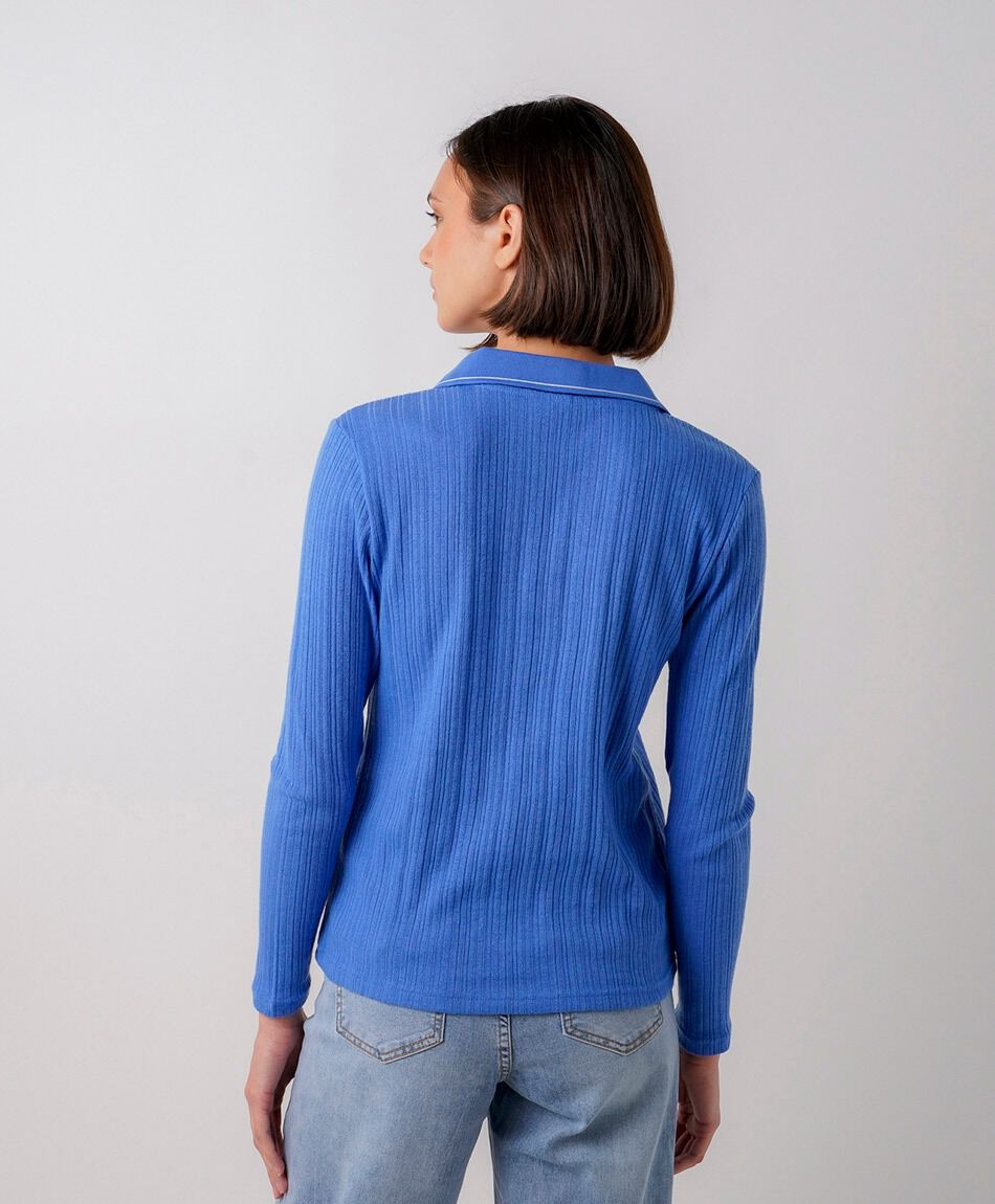 Polera mujer polo acanalada