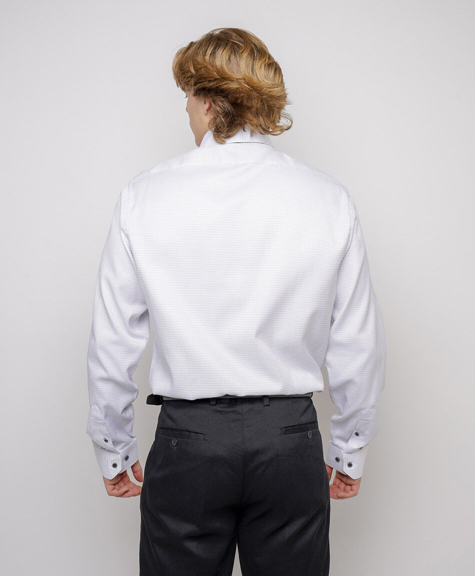 Camisa hombre blanca puntitos