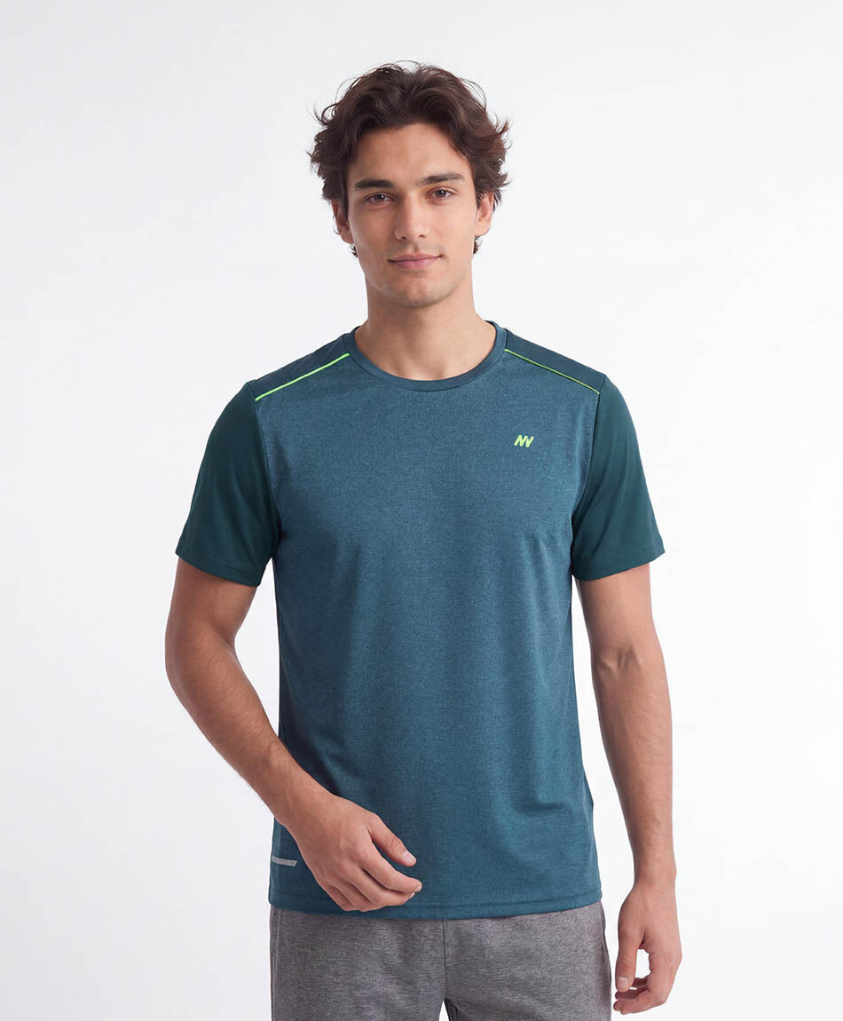 Polera deportiva hombre melange turquesa
