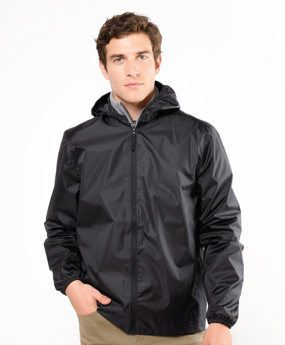 Cortaviento hombre liso negro