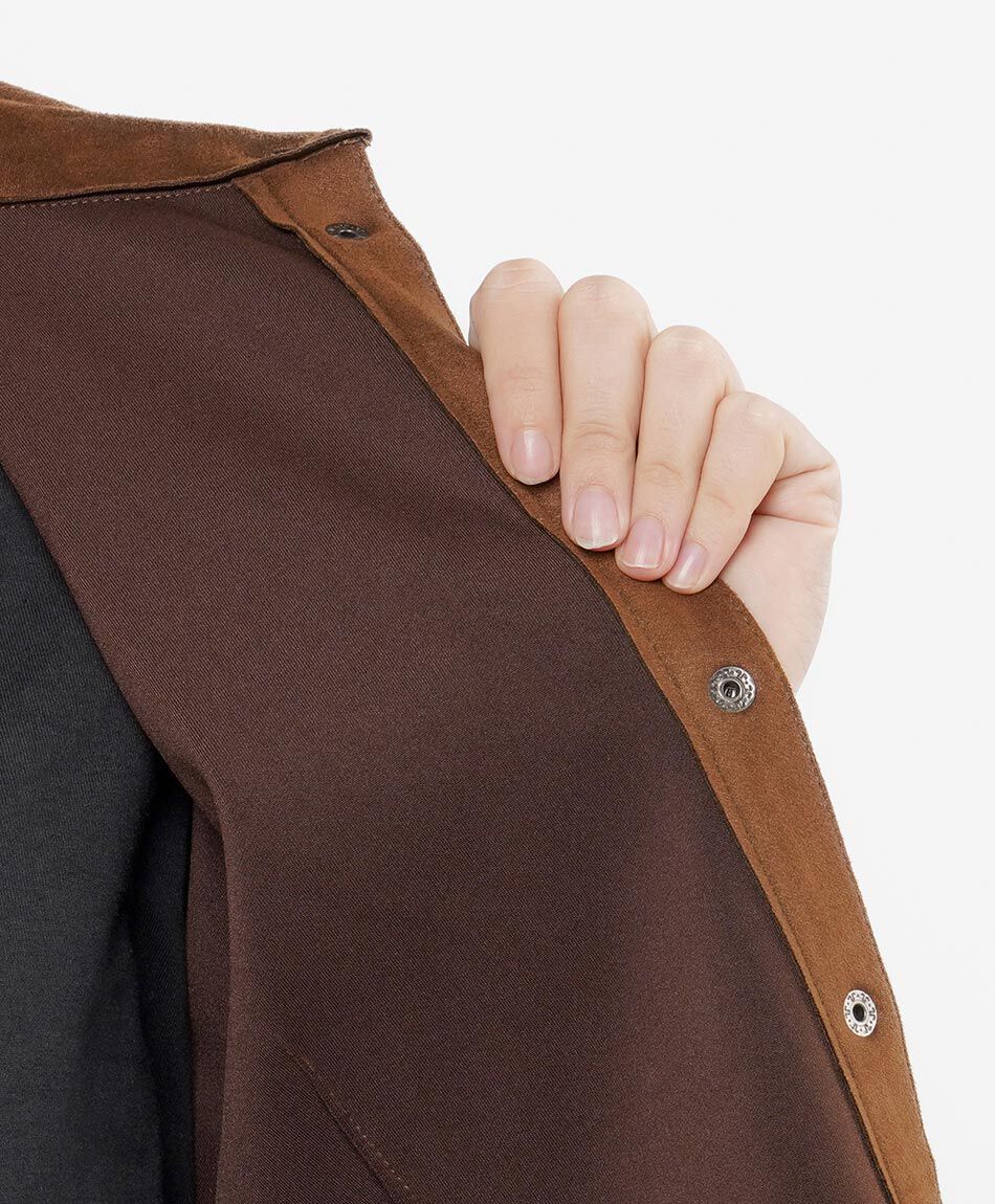 Chaqueta mujer textura aterciopelada caf&eacute;