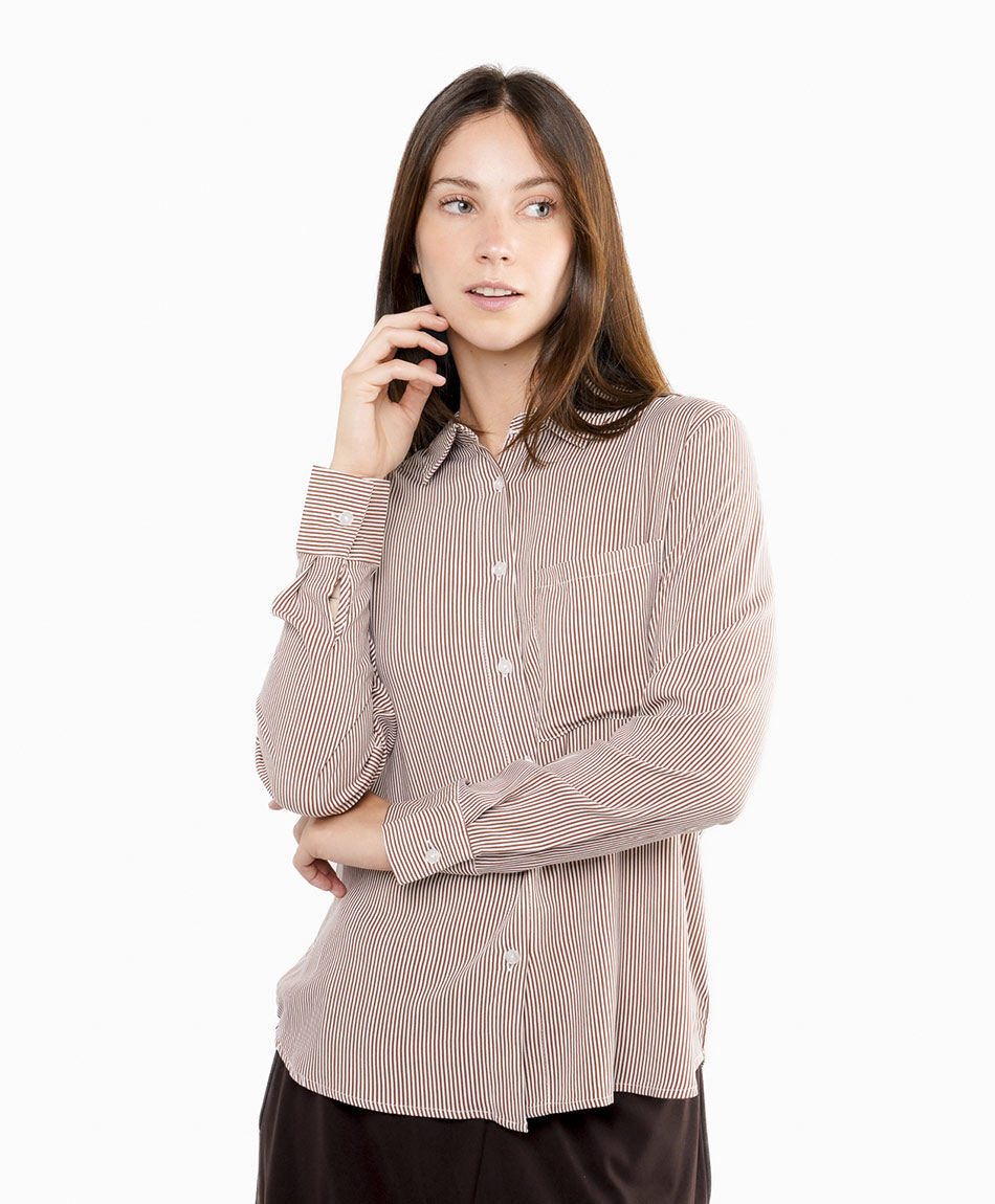 Blusa mujer dise&ntilde;o rayas brown