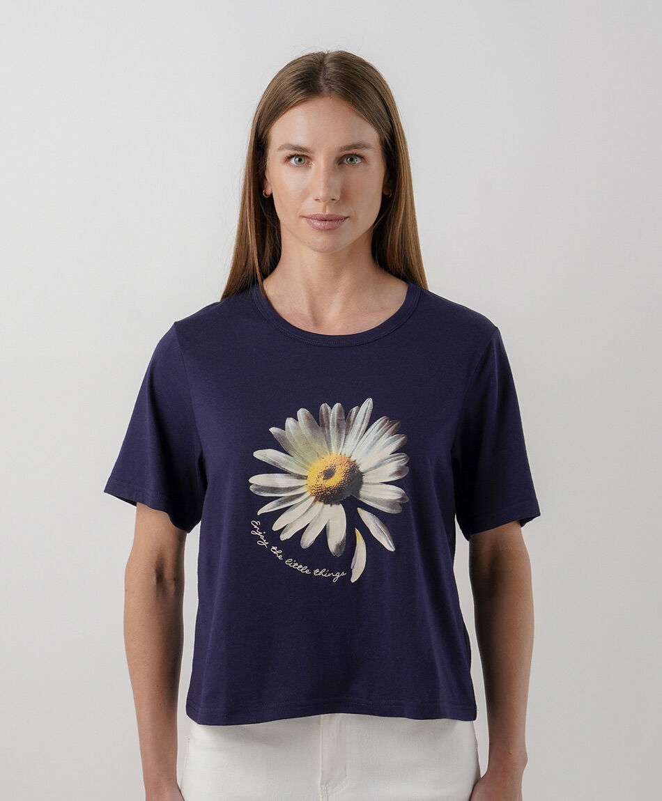 Polera mujer flor margarita