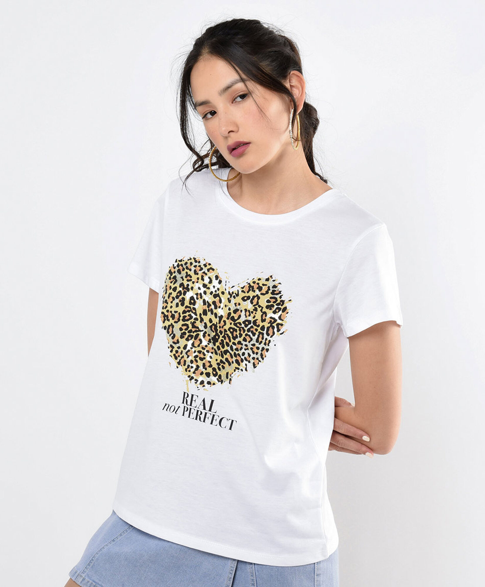 Polera mujer corazón animal print Polera mujer corazón animal print