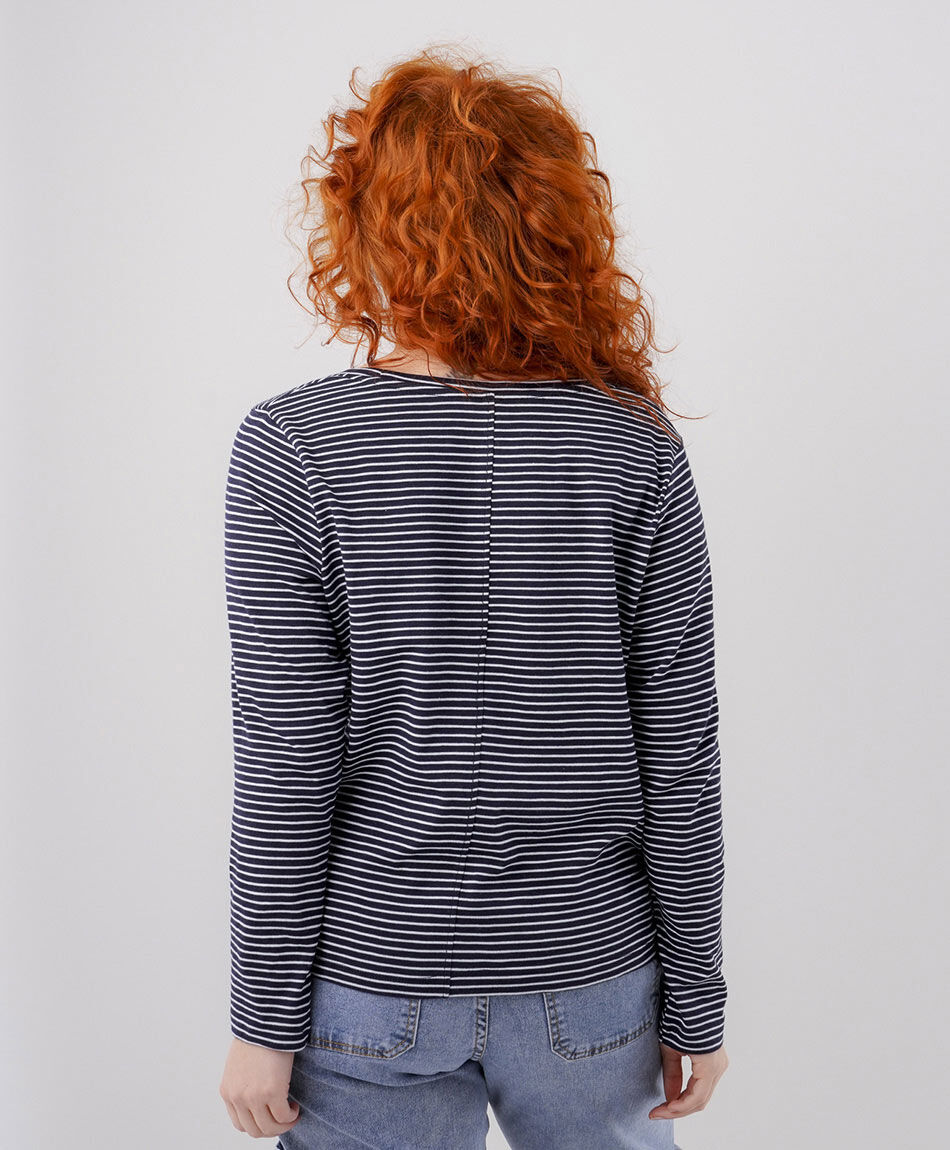Polera mujer l&iacute;neas cuello ancho