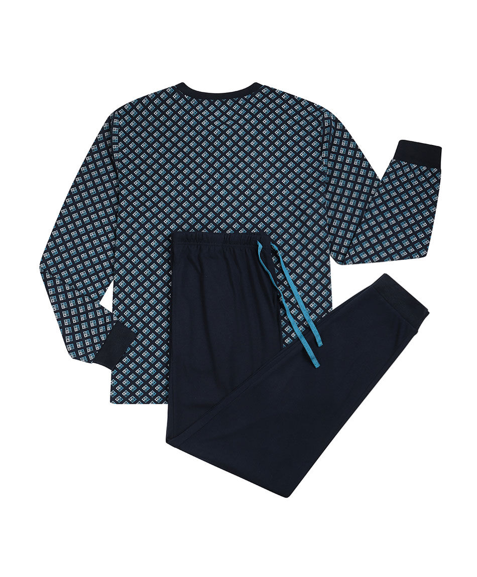 Pijama hombre azul cuadros azulados