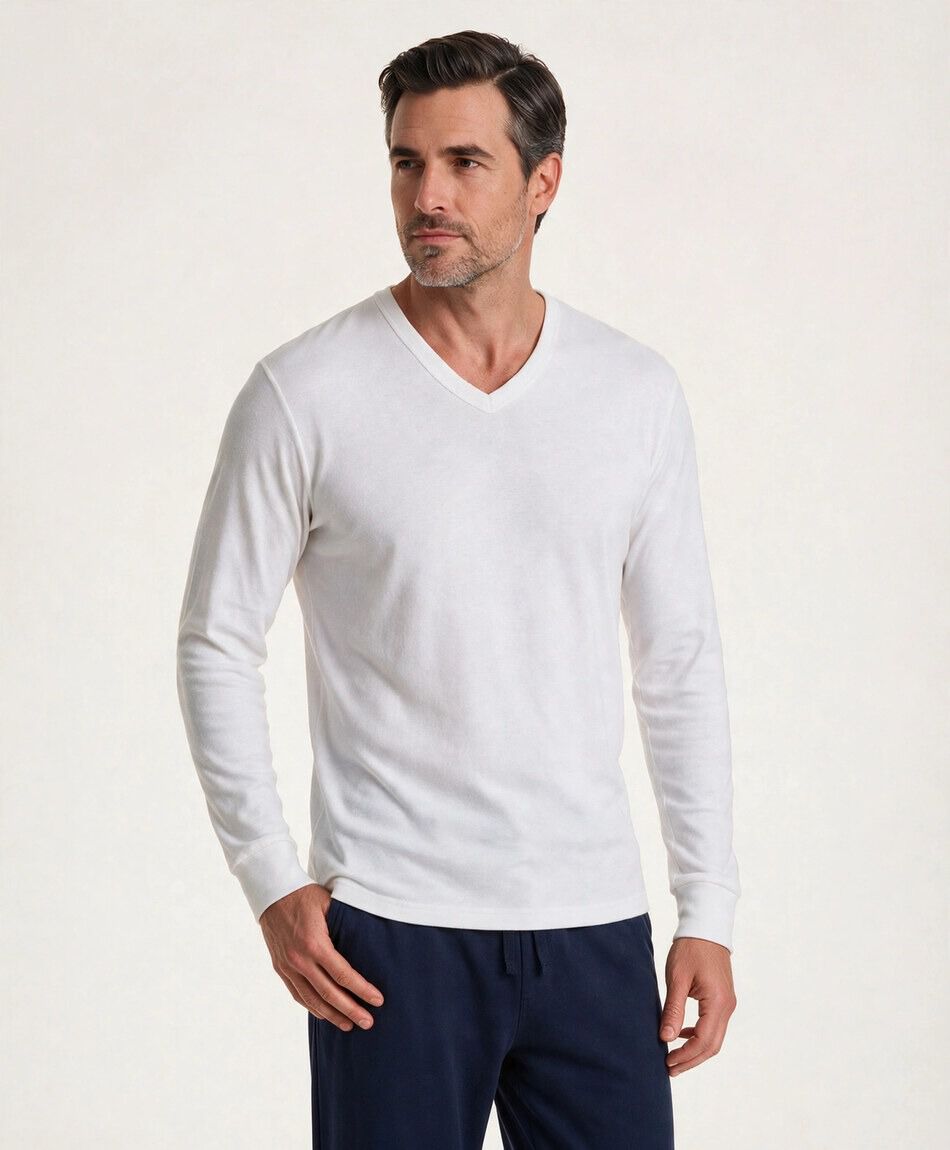 Camiseta hombre blanca cuello v