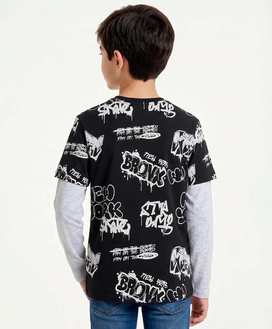 Polera ni&ntilde;o manga larga graffiti