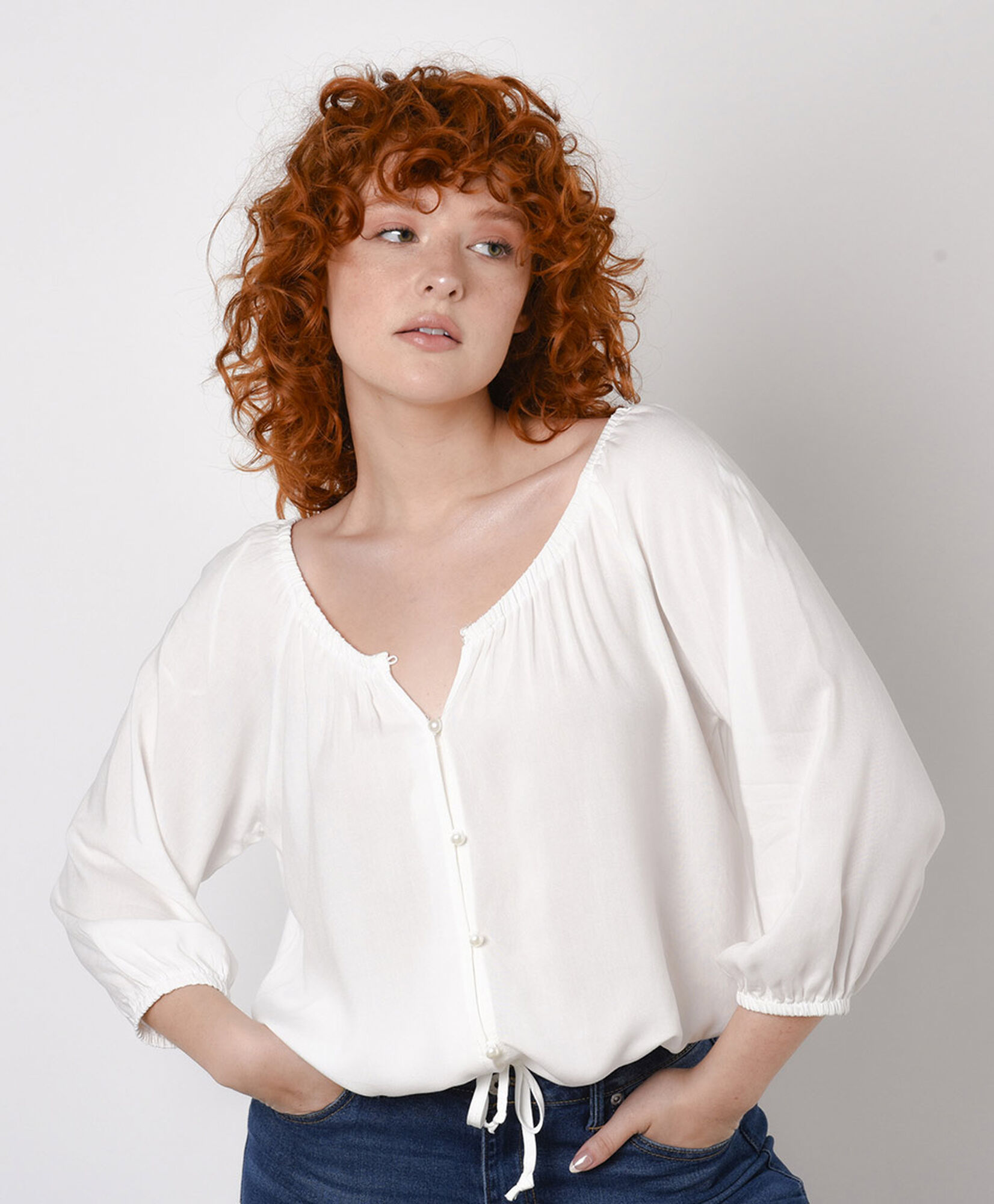 Blusa mujer botones perlas Blusa mujer botones perlas