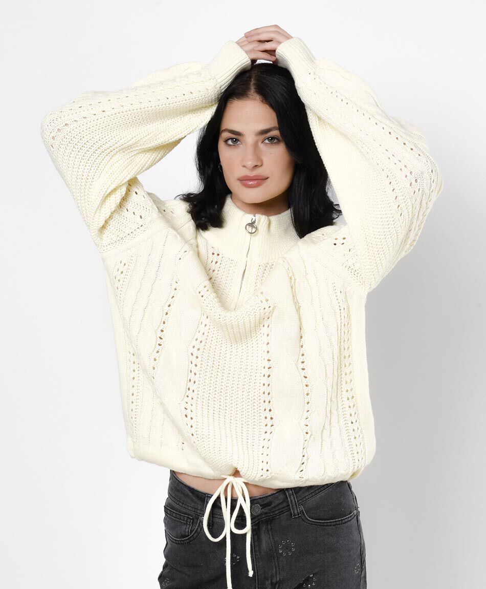 Sweater mujer calado lazo