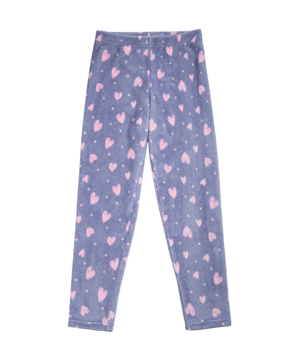 Pijama ni&ntilde;a coral  corazones morado