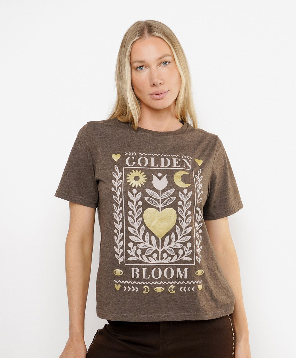 Polera mujer coraz&oacute;n golden