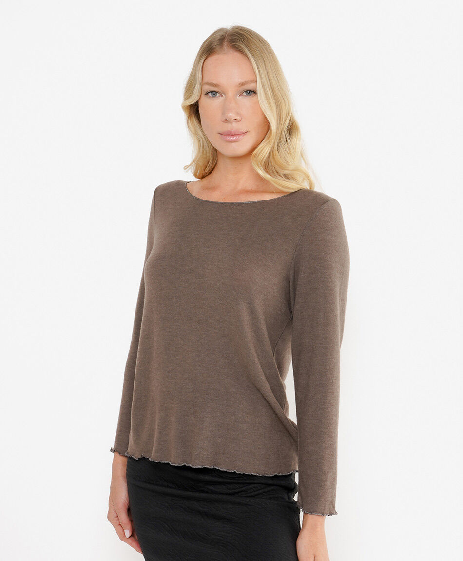 Polera mujer cuello bote lanosa