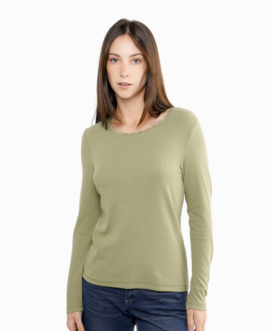 Polera mujer ib con encaje green