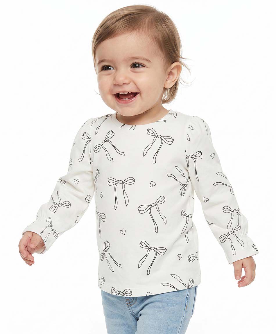 Polera beb&eacute; manga larga cintas