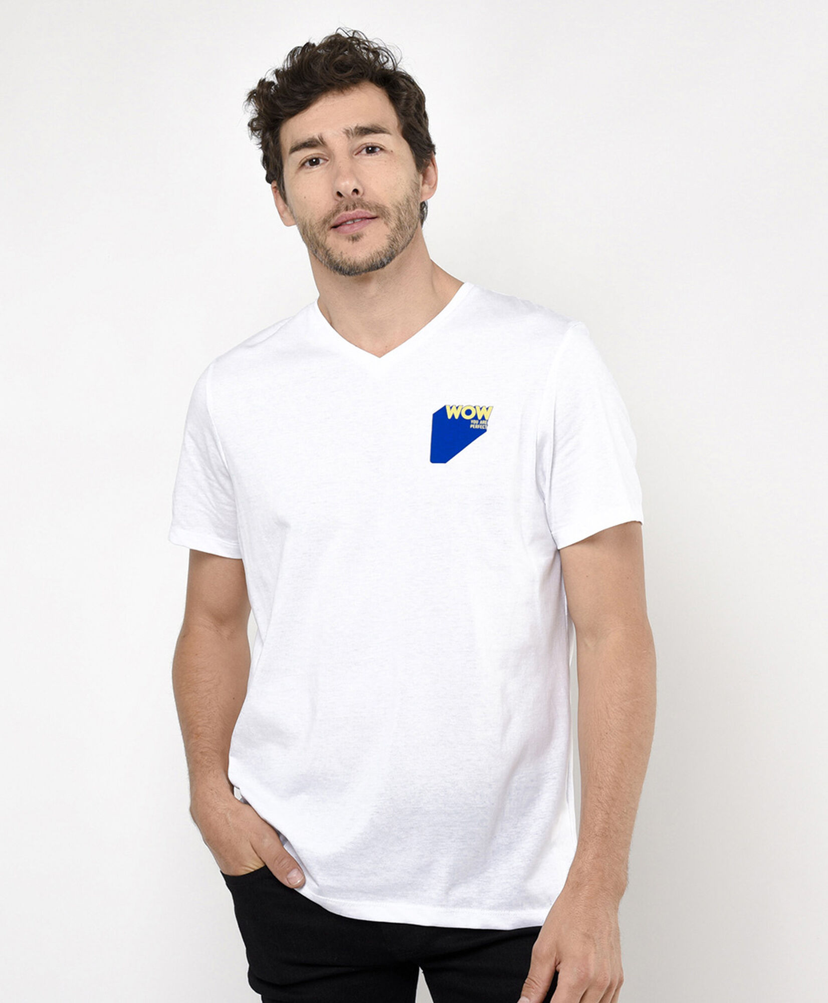 Polera hombre doble estampado wow Polera hombre doble estampado wow