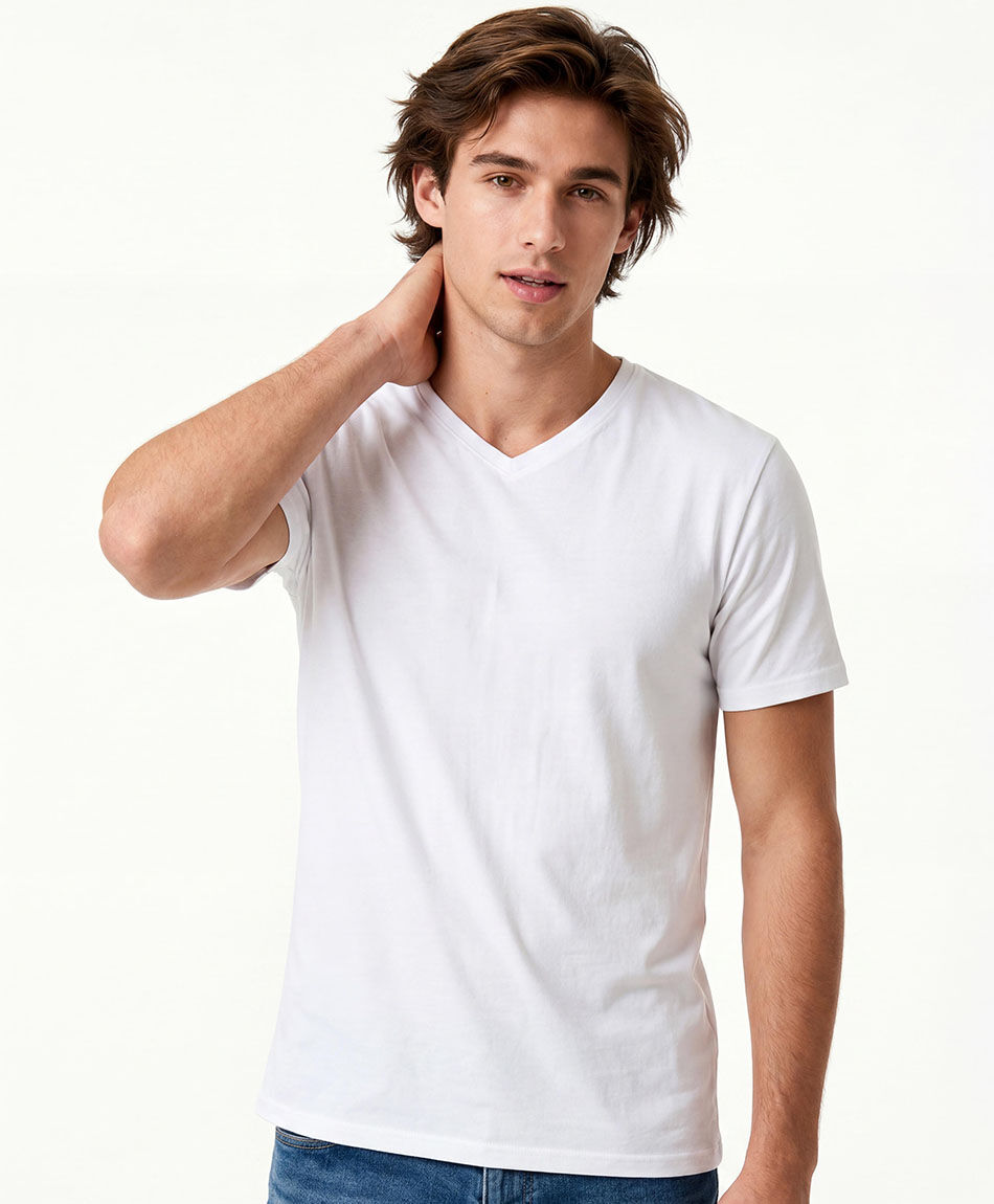Polera hombre cuello en v lisa