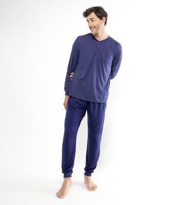 Pijama hombre puntos azul