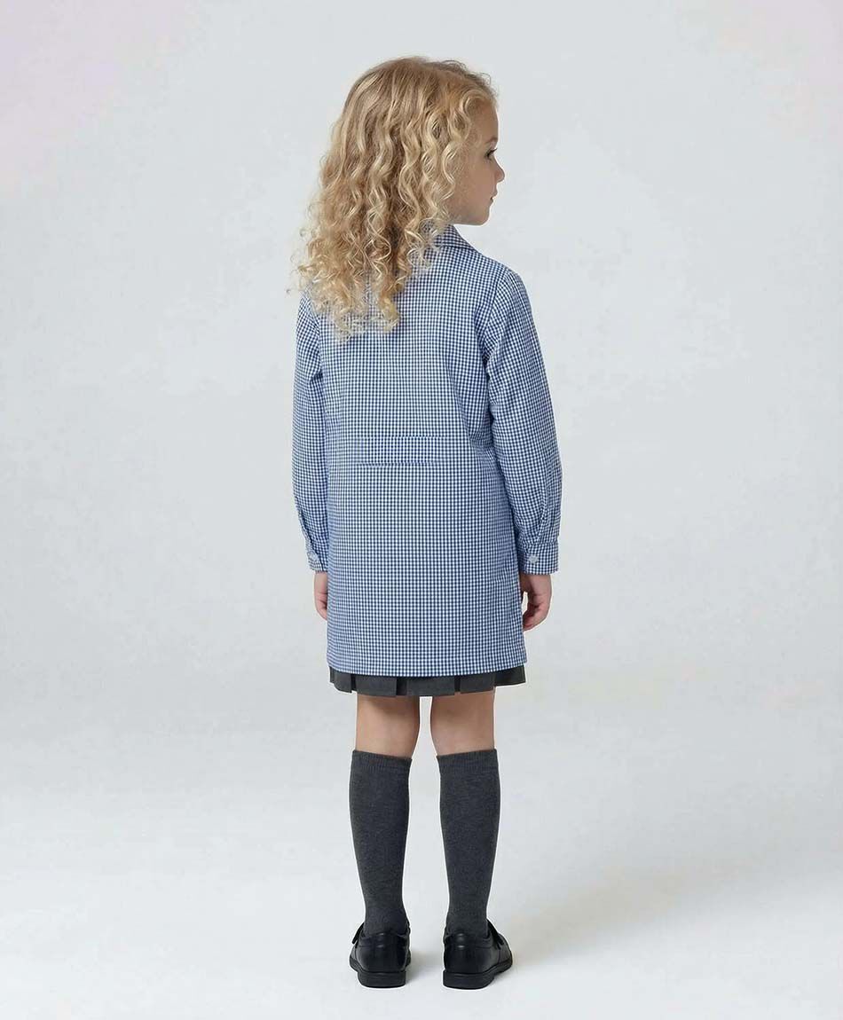 Delantal escolar azul cuadrille