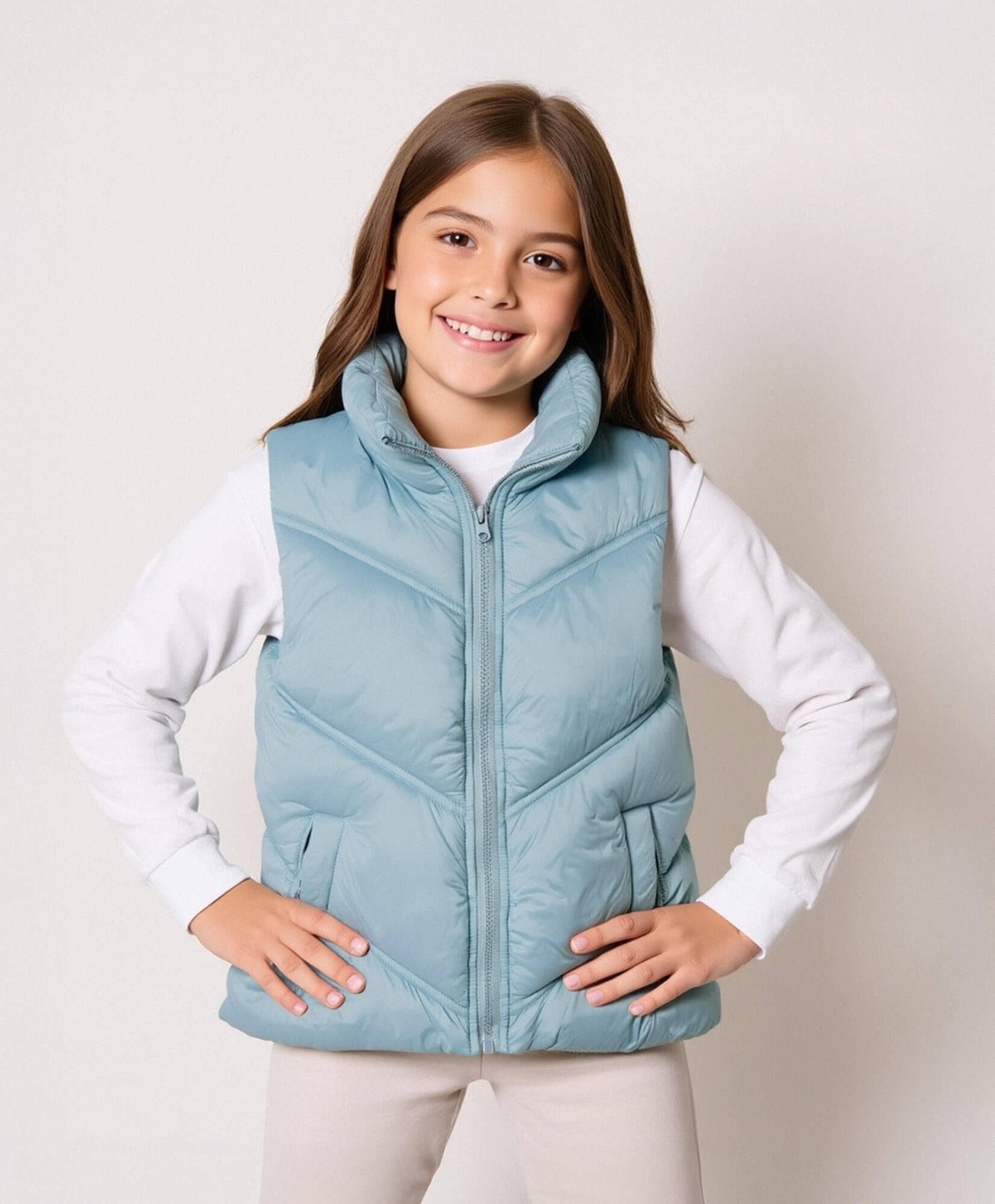Parka niña acolchada sin mangas Parka niña acolchada sin mangas
