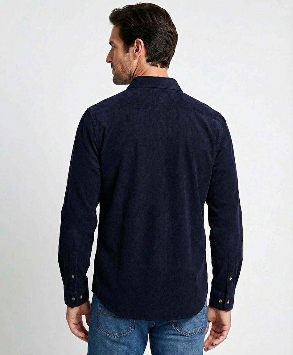 Camisa hombre cl&aacute;sica corderoy azul