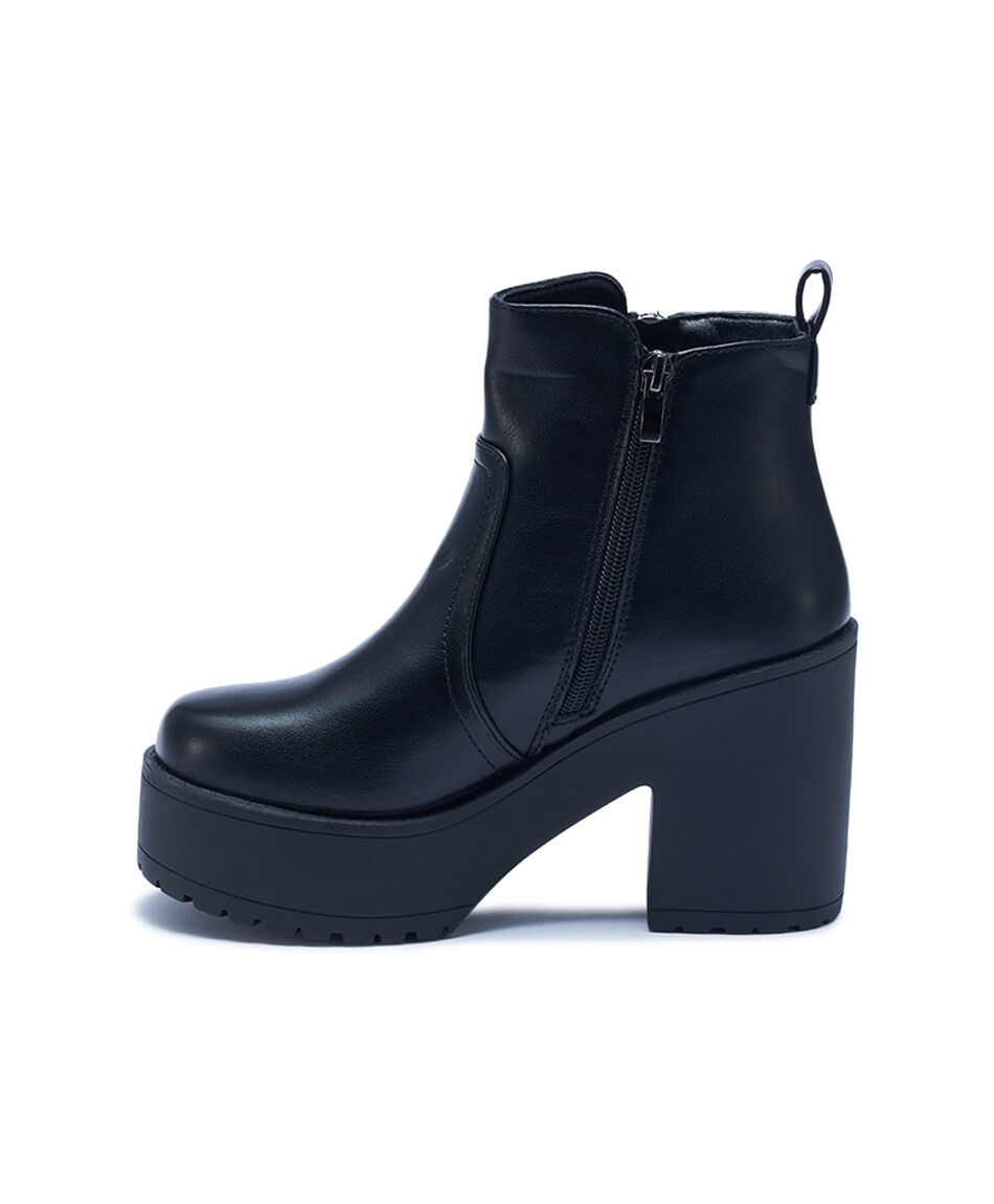 Bot&iacute;n mujer black plataforma alta