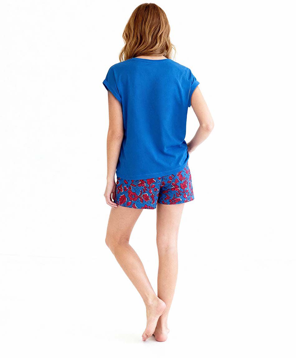 Pijama mujer short perrito floreado