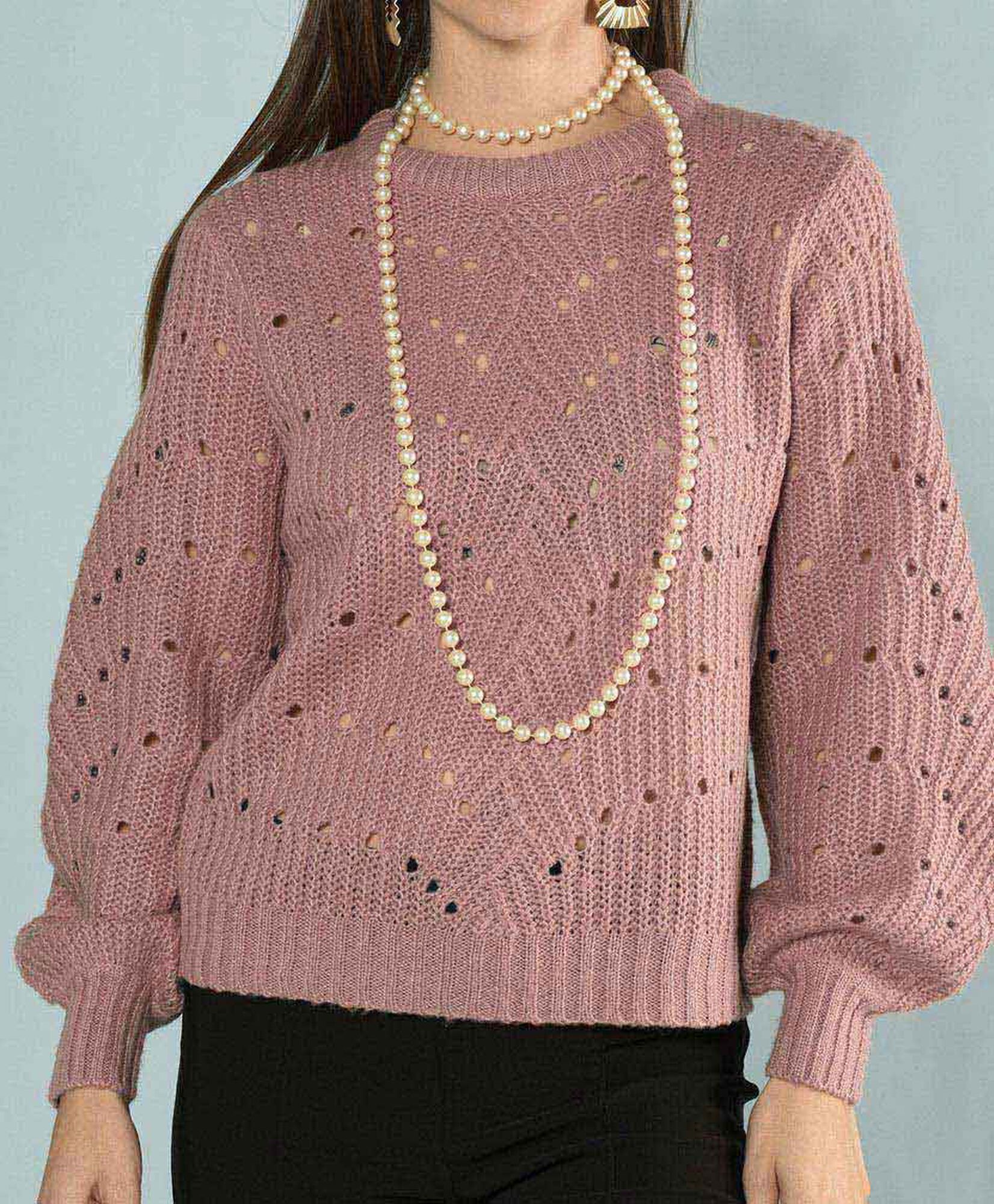 Sweater calado oversize cuello redondo Sweater calado oversize cuello redondo