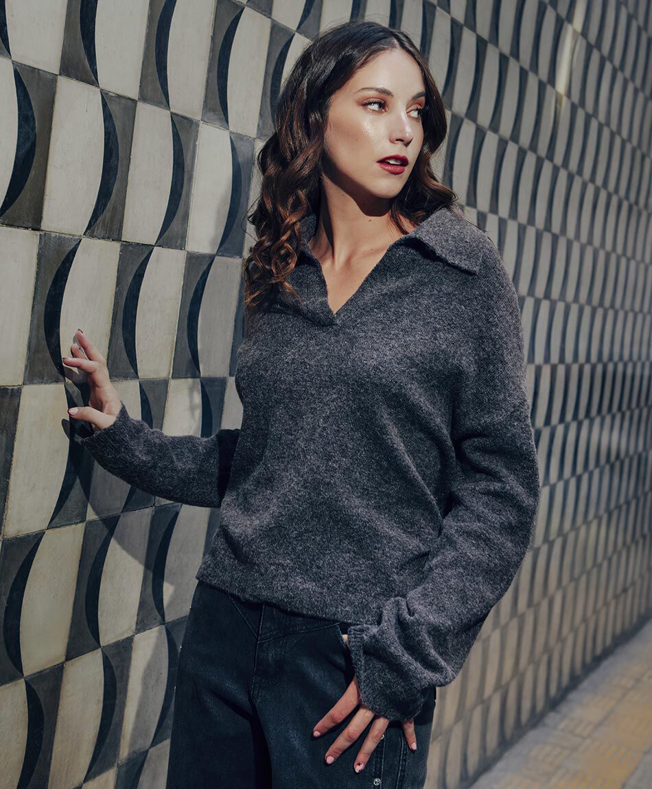 Sweater mujer cuello polo