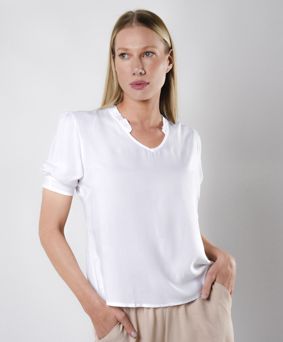 Blusa mujer cuello vuelos