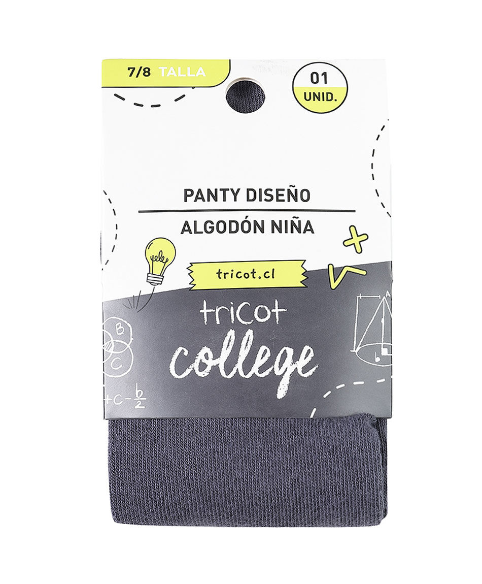 Panty escolar algod&oacute;n gris dise&ntilde;o