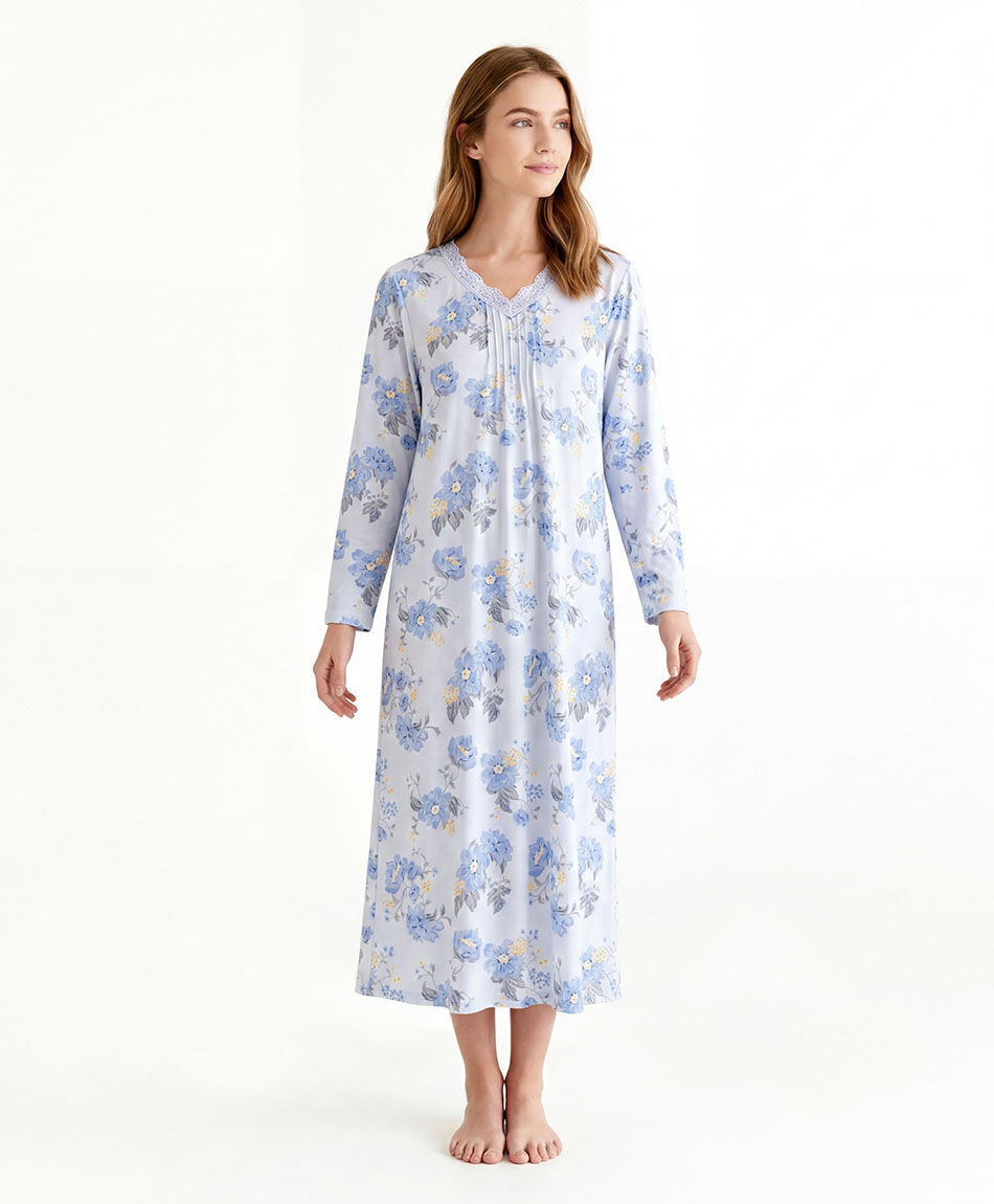Camisa de dormir mujer floreada  azul