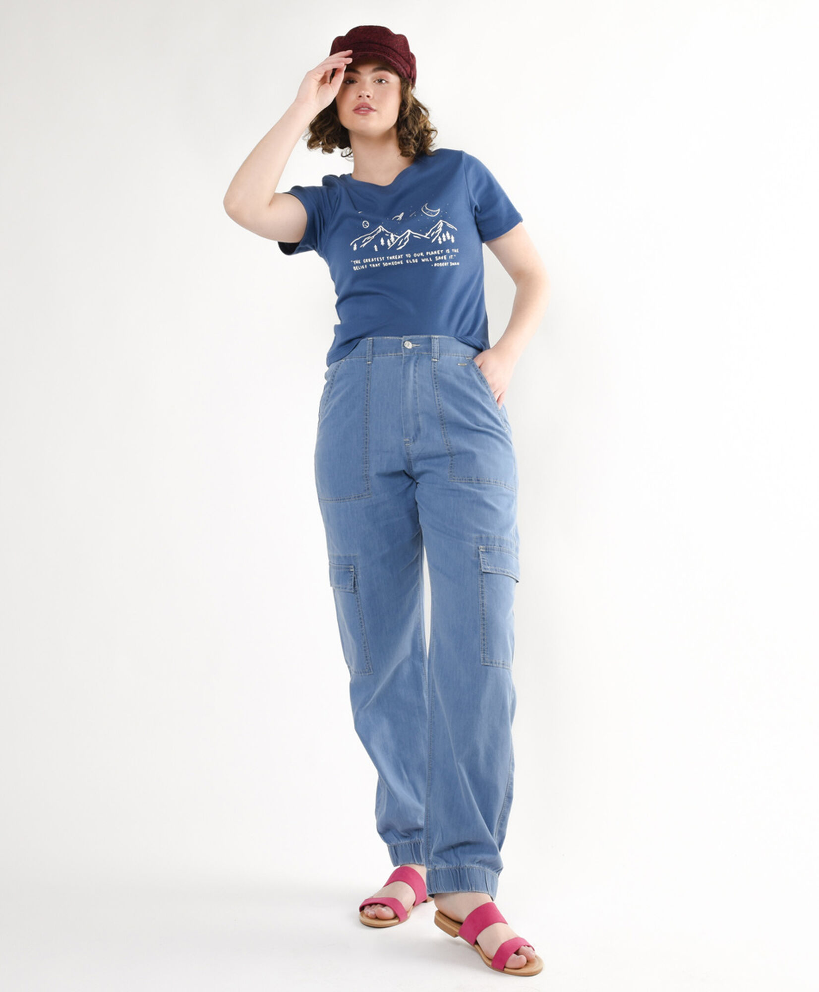 Pantalón mujer denim cargo Pantalón mujer denim cargo