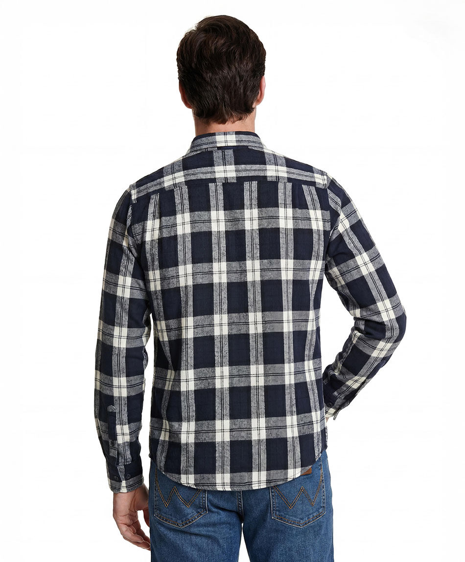 Camisa hombre franela azul oscuro