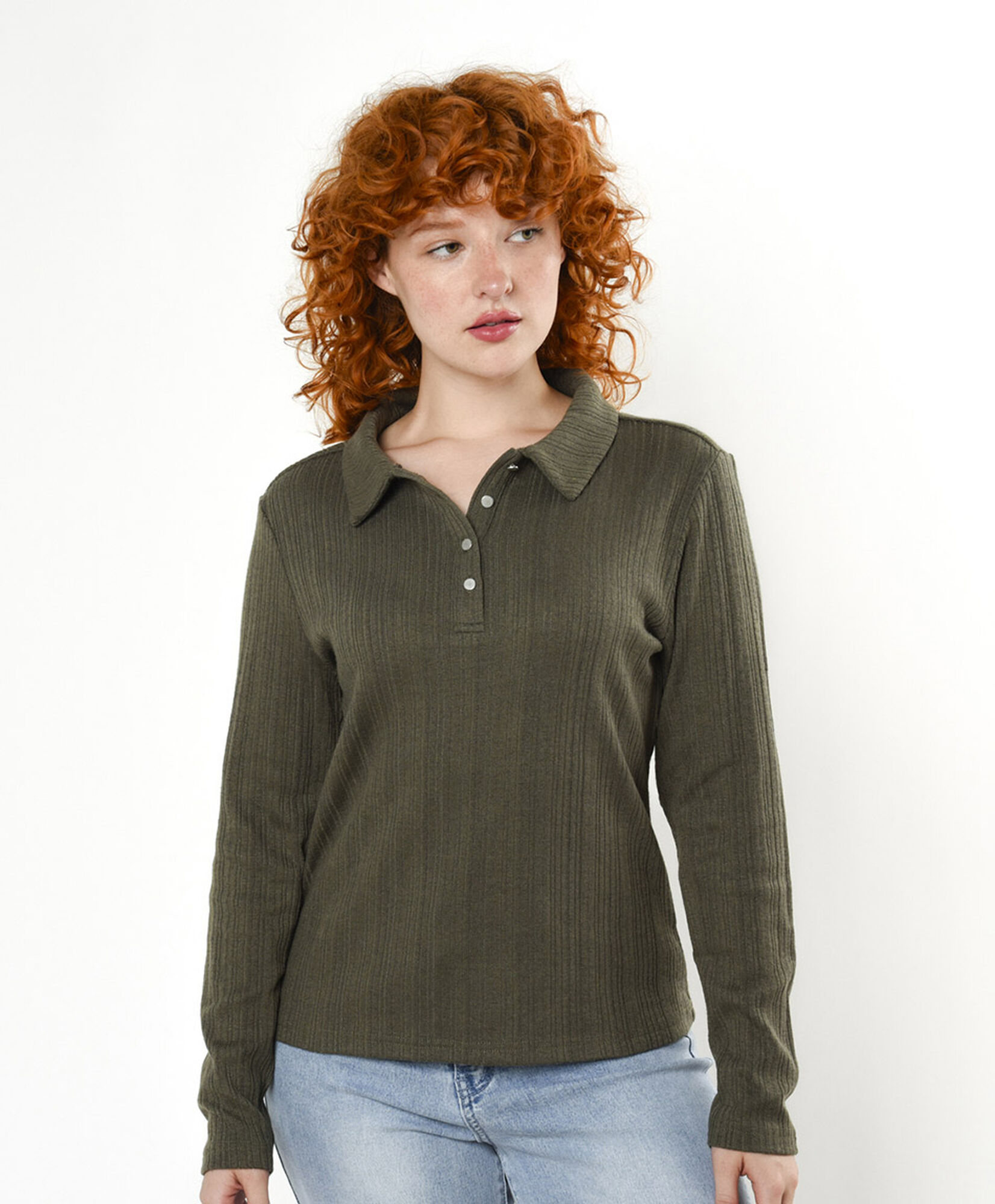 Polera mujer botones cuello piqué Polera mujer botones cuello piqué
