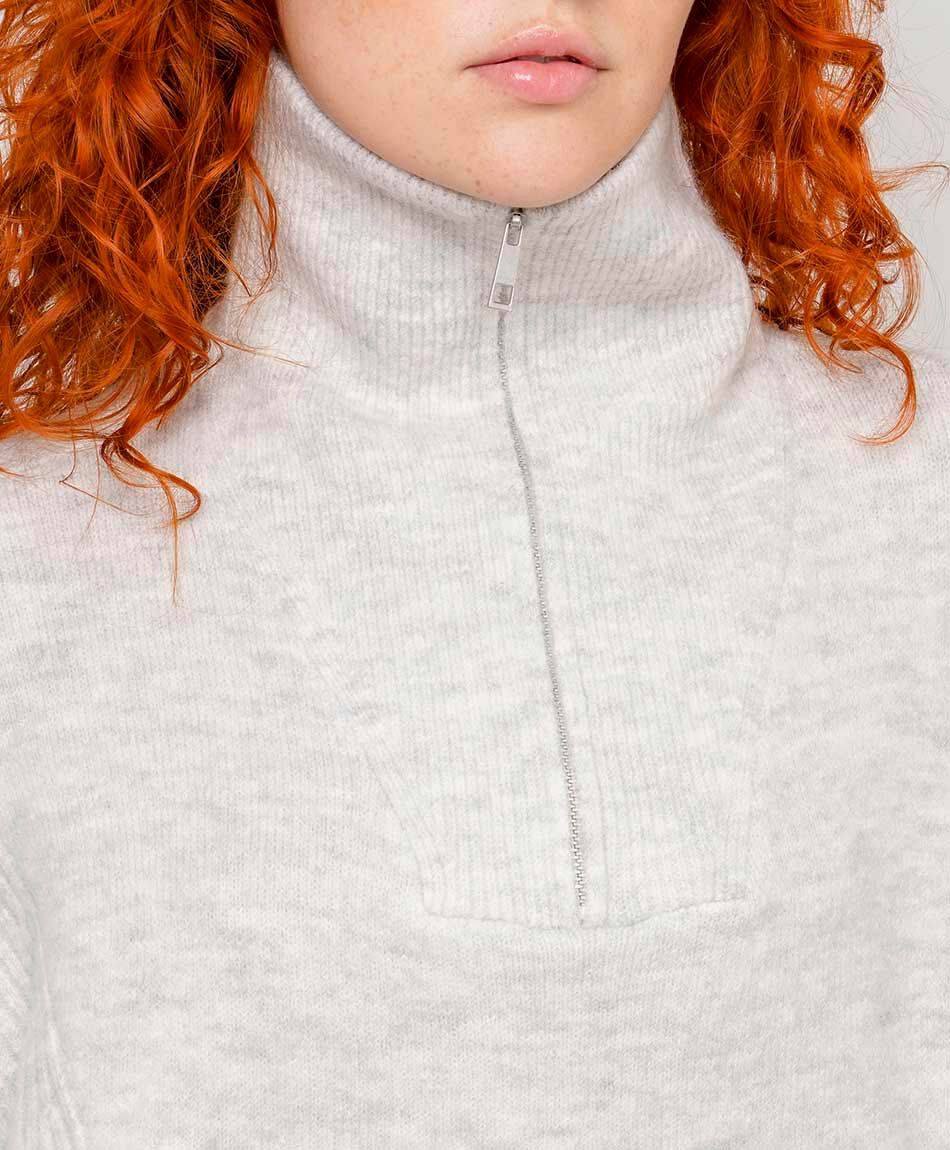 Sweater mujer tejido gris melange