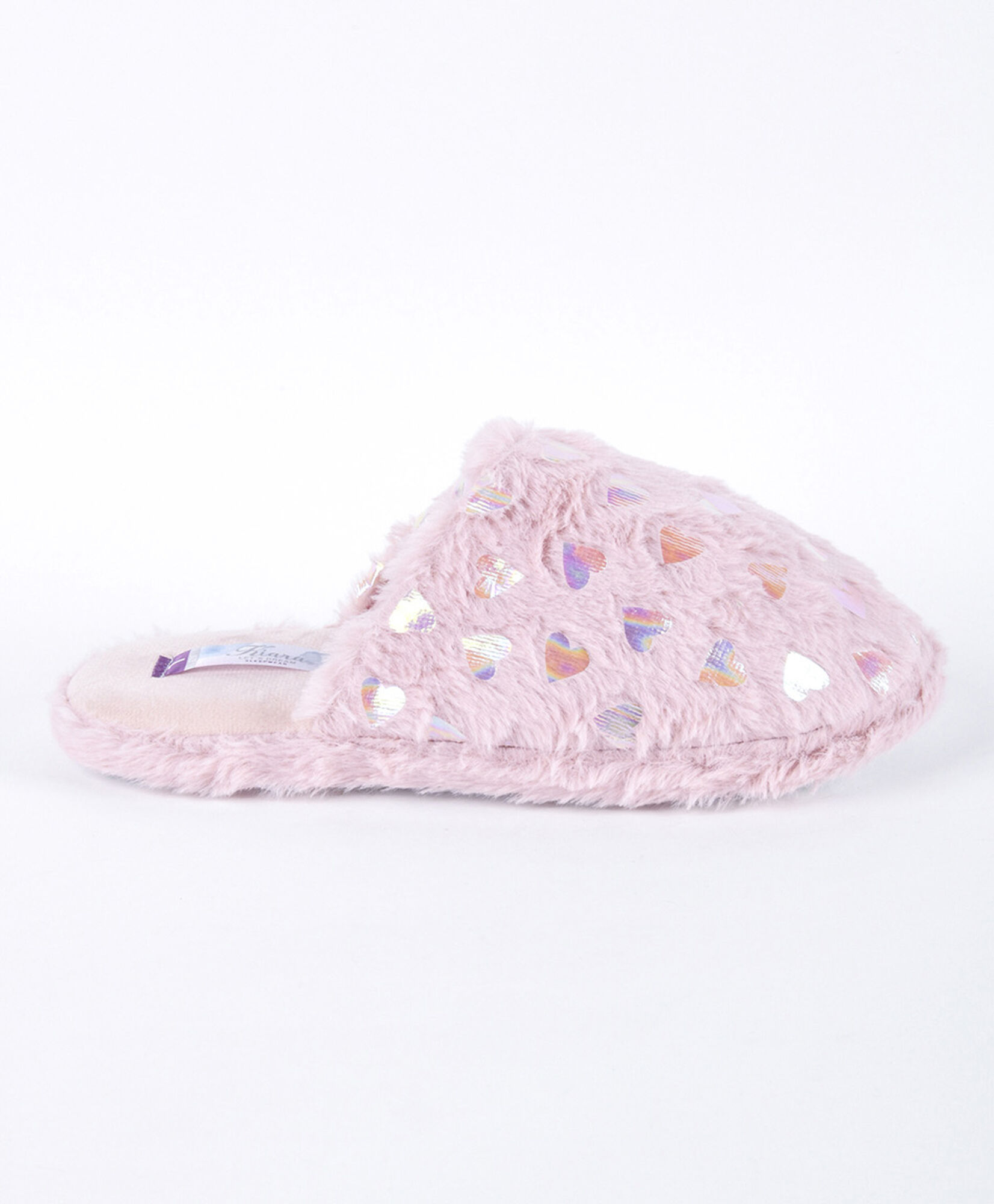 Pantufla mujer corazones brillantes rosada Pantufla mujer corazones brillantes rosada