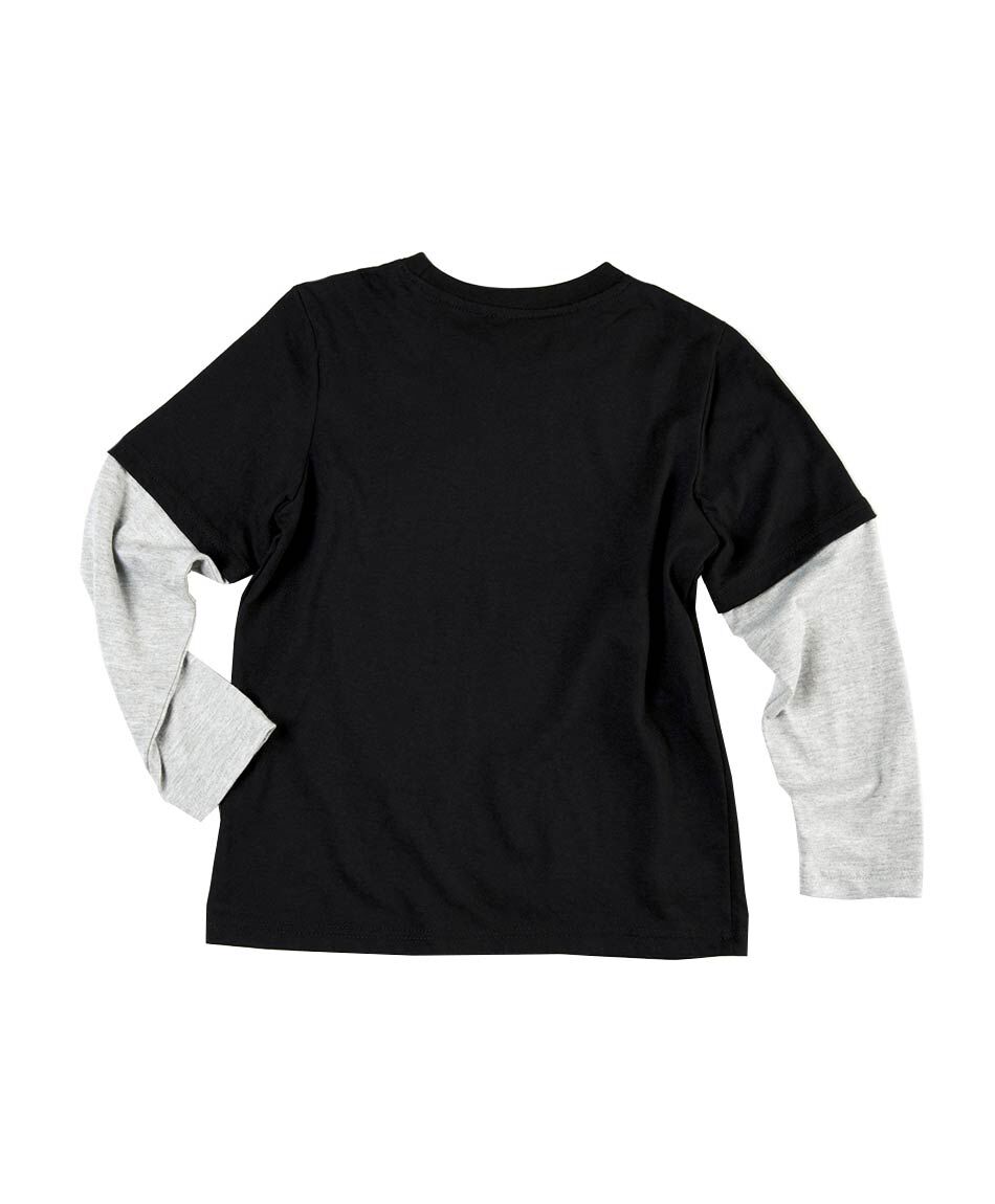 Polera ni&ntilde;o bicolor gamer manga larga