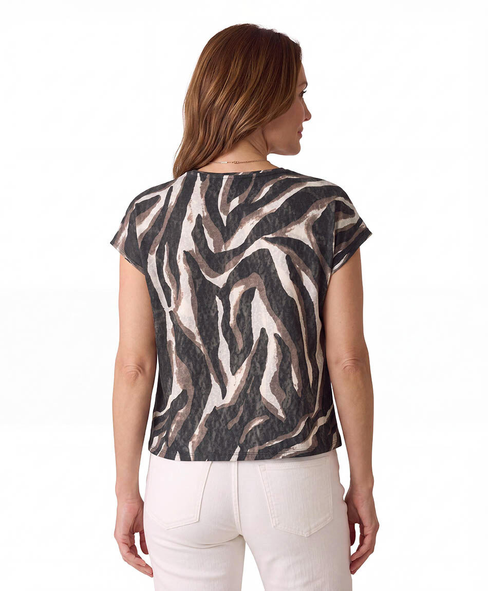 Polera mujer lino cebra