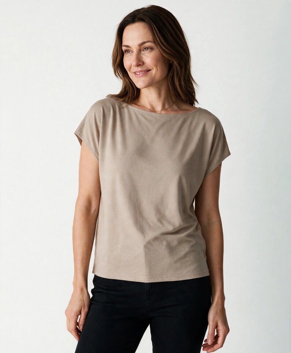 Polera mujer pliegues hombros