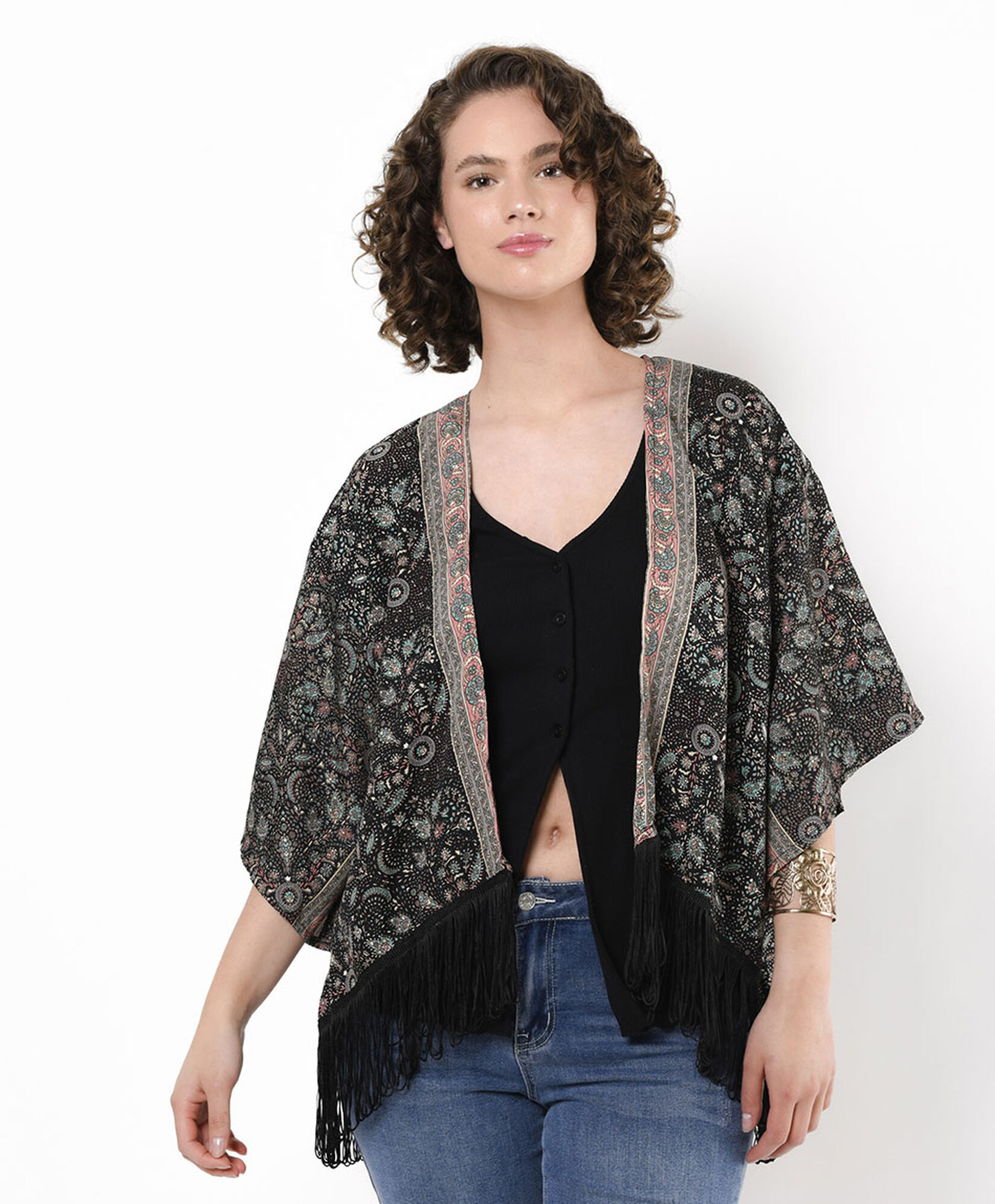 Kimono mujer flecos corto Kimono mujer flecos corto