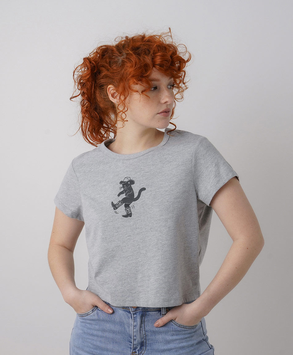 Polera mujer gato cowboy crop